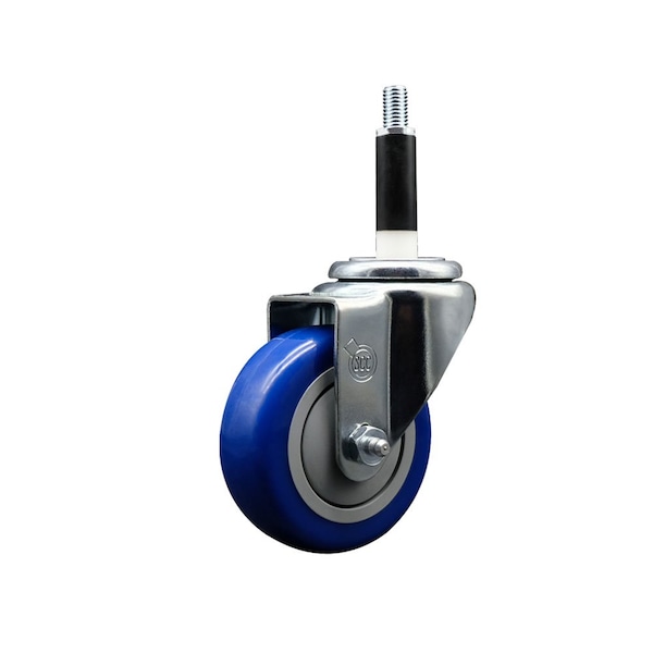 3.5'' Blue Poly Wheel Swivel 7/8'' Expanding Stem Caster